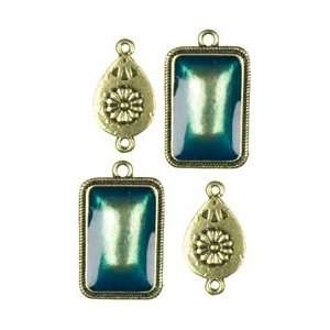  Cousin Beads Jewelry Basics Metal Charms 4/Pkg Gold/Teal 