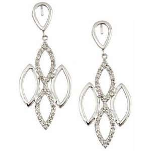 14K White Gold Diamond Dangle Earrings (1/4 Cttw, SI Clarity, F Color)