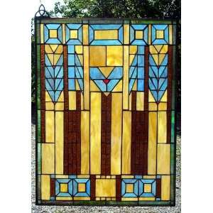    Arts and Crafts Turquoise Stained Glass Window: Home & Kitchen