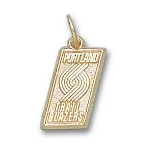  Portland Trail Blazers Solid 14K Gold Logo 5/8 Pendant 