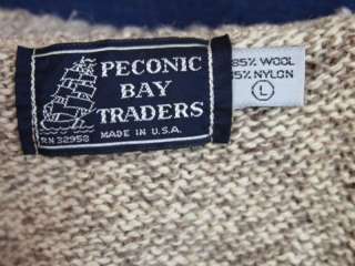 vtg 70s 80s Peconic Bay Traders indie WOOL FISHERMAN SWEATER with 