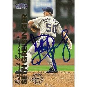   Greisinger Signed Detroit Tigers 1999 Fleer Card: Sports & Outdoors