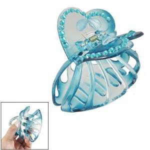  Plastic Beads Accent Cut Out Butterfly Hair Claw Blue for 