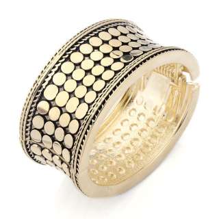 Fashion Awesome Bracelet, Gold Tone Flat Beaded Cuff  