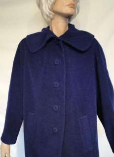 Fab 50s Vintage Cobalt Blue Wool Swing Coat B44  