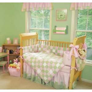 TREND LAB BABY 4PC CRIB BED SET PATCHWORK PINK/GREEN  