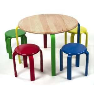 Pc Round Table(Nat) and Stools(multi color) Set 