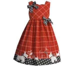 Bonnie Jean Girls Red Black Scotty Dog Holiday Dress 6  
