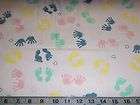 little baby hand foot prints cotton flannel fabric yard returns