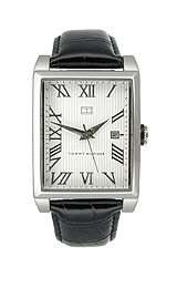  Tommy Hilfiger Black Leather White Roman Dial Womens Watch 