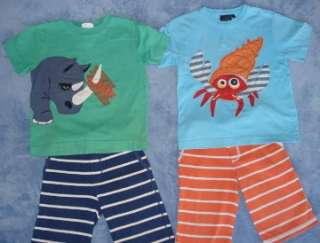   Boys PLAY lot Orange Blue Baggies Shorts Crab Rhino Shirt 3 4  
