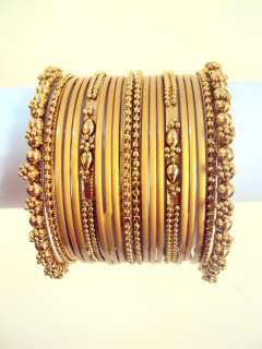 VERY STUNNING 20 PC BOLLYWOOD GOLD PLATED INDIAN BANGLES~2.8  