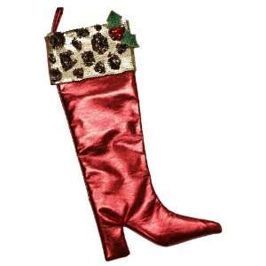  Handmade Christmas Stocking   Wild Holly   Silky Red with 