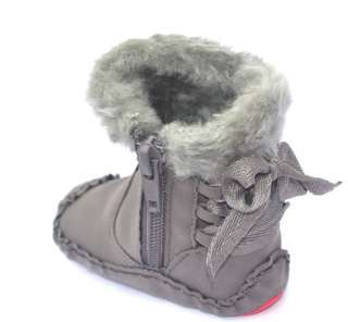 Gray Fur toddler baby girl shoes boots size 1  