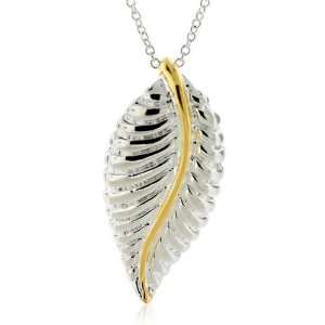 Inspired Sterling Silver & Gold Plate Leaf Pendant Designer Inspired 