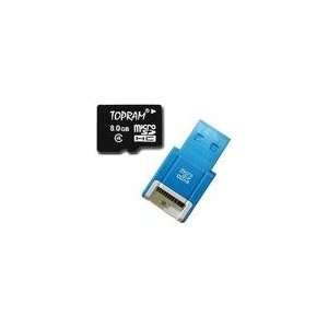  TOPRAM 8GB microSD microSDHC 8G Memory Card Class 4 with 