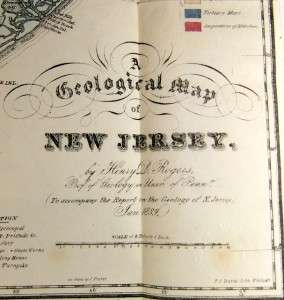 1840 NEW JERSEY GEOLOGY HENRY D ROGERS FINAL REPORT LARGE COLOURED MAP 