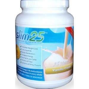 Slim 25   Weight Loss Shake   Vanilla, 2.54 LBS, 30 Servings, Highest 