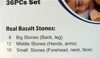 Hot Stone Massage Real Basalt Stones (36 PCs Box Set)  