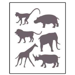  Safari Animals: Hippo, Giraffe, Elephant, Monkey Stencil 