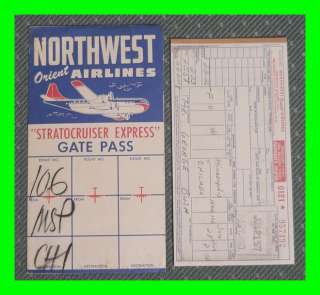 1957 Northwest Airlines Stratocrusier Gate Pass Ticket  