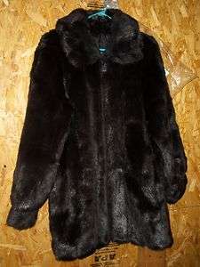 Dennis Basso Pelted Faux Mink Coat w/Convert. Collar SMALL  