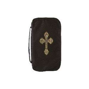  Canvas Bible Cover Black Extra Large Gold Cross with color 