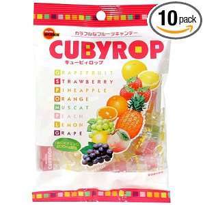 Bourbon Japanese Candy, Cuby Rop Assorted Fruit, 4.22 Ounce Bags (Pack 
