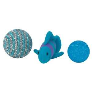  Biddie Buddies Plush Sea Creature Ferret Toy, Blue Fish, 3 