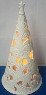 QVC Porcelain Christmas Tree Luminary with Flameless LED Candle 