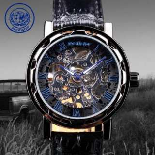 Semi Automatic PACIFISTOR Mens Mechanical Analogue Watch Black Leather 