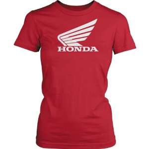  Honda Big Wing Womens Short Sleeve Fashion Shirt   Red 