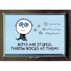 BOYS ARE STUPID THROW ROCKS ID Holder, Cigarette Case or Wallet: MADE 