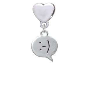  : )   Smiling Emoticon European Heart Charm Dangle Bead 