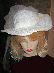 Breathtakingly Stunning Vintage Bridal Wedding Hat with Pearls Lace 