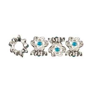  Cousin Trinkettes Metal Spacers Teal Crystal   4/Pkg; 3 