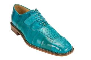 Belvedere Mens Mare Ostrich/Eel Oxford Dress Shoes Turquoise 2P7 All 