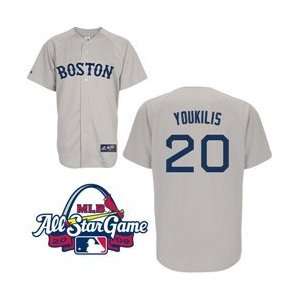   Red Sox Kevin Youkilis Road Jersey w/2009 All Star Patch   Grey Large