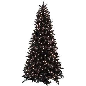  6.5 x 48 Black Christmas Tree, Prelit, Clear, Slim