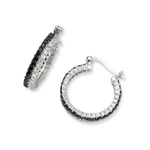  Silver Black/White CZ Post Hoop Earrings Finejewelers Jewelry