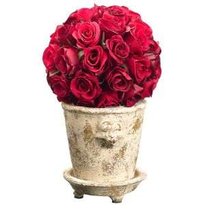   Rose Ball in Lion Head Pot Burgundy Red (Pack of 6): Home & Kitchen