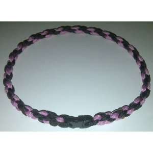   : Paracord Survival Necklace Pink & Black Twisted: Sports & Outdoors