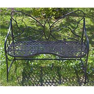  Butterfly Bench   White Iron Butterfly Garden Bench: Home 