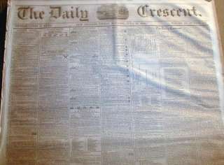 Rare original 1850 newspaper New Orleans LOUISIANA  