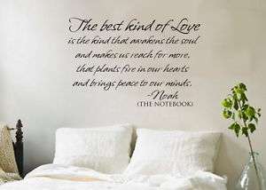 Best Kind of Love THE NOTEBOOK vinyl decal wall quote  
