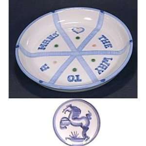  Pie Plate, Blue Horse Pattern