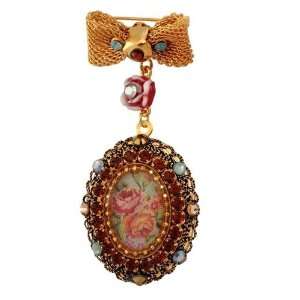 Michal Negrin Alluring 24 Karat Gold Plated Brooch Beautifully Crafted 