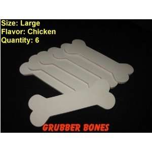  6 Large Grubber Bone Chew Toy, Chicken Flavored 