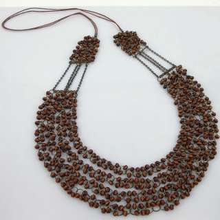 Lady Brown Wooden Bead Necklace good Handcraft gift  