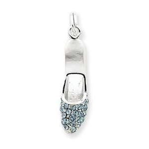   Designer Jewelry Gift Sterling Silver Blue Cz High Heel Shoe Charm